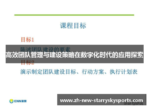 高效团队管理与建设策略在数字化时代的应用探索